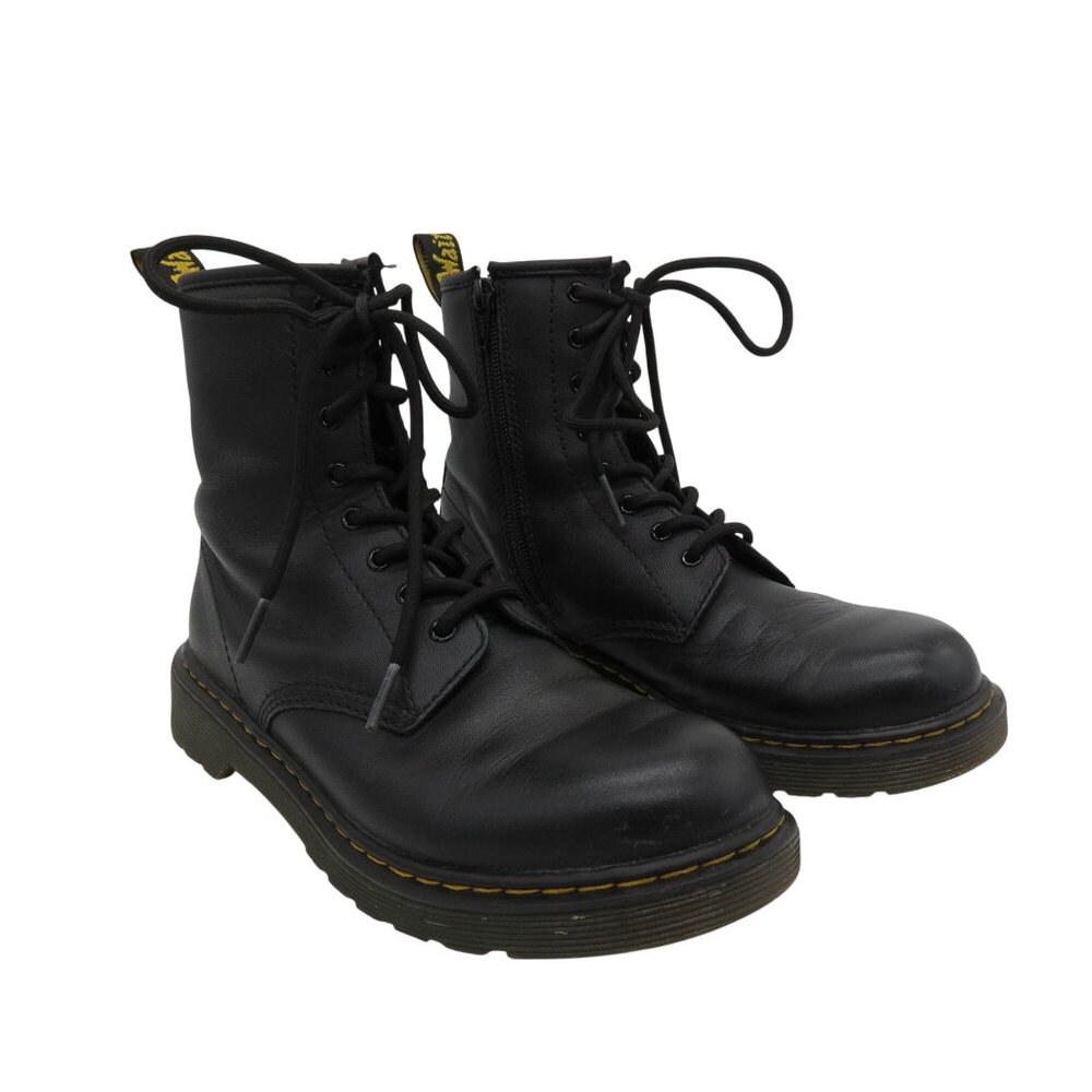 DR MARTENS Youth 1460 Black Leather Lace-Up Combat Boots M5/W6